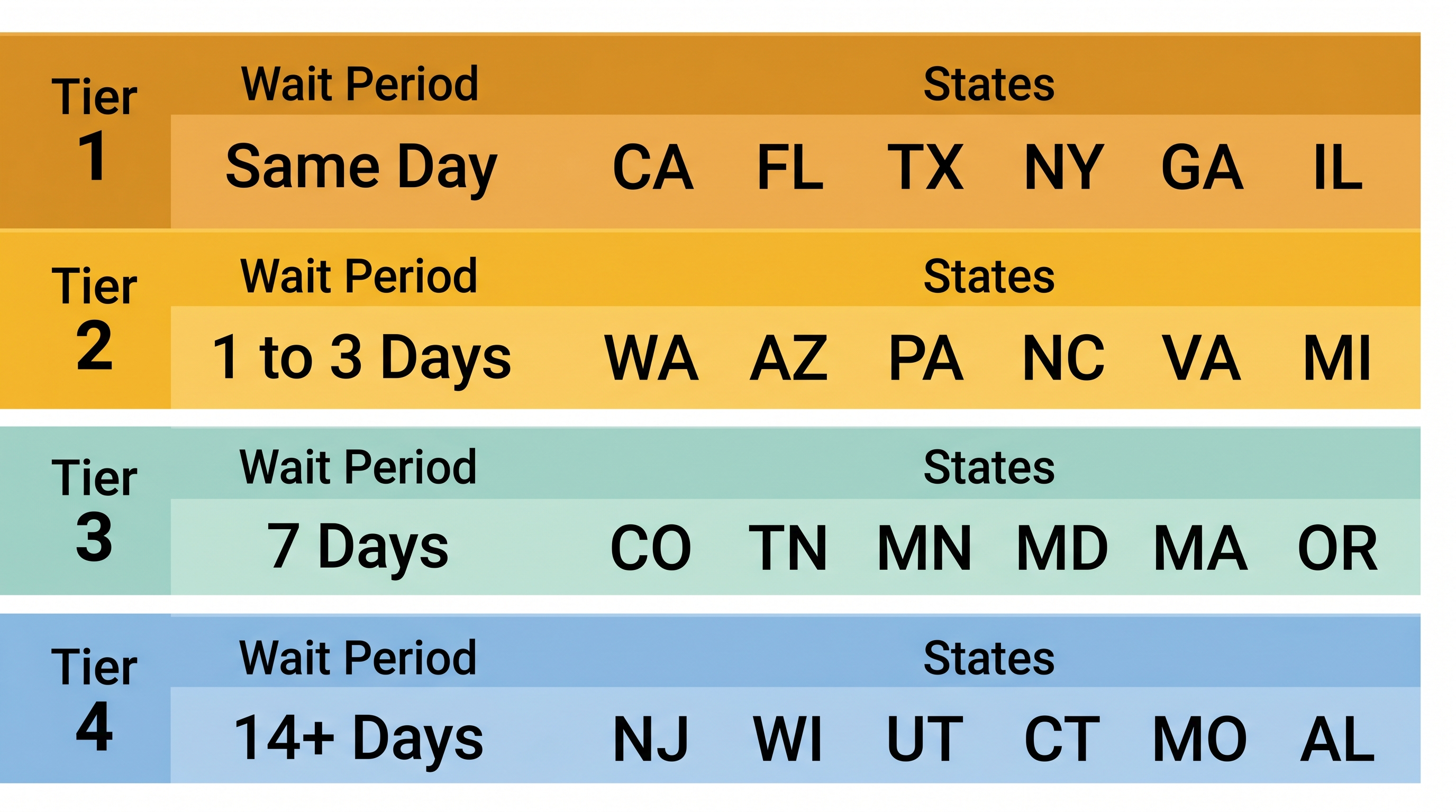 Permit test retake wait periods grouped by state