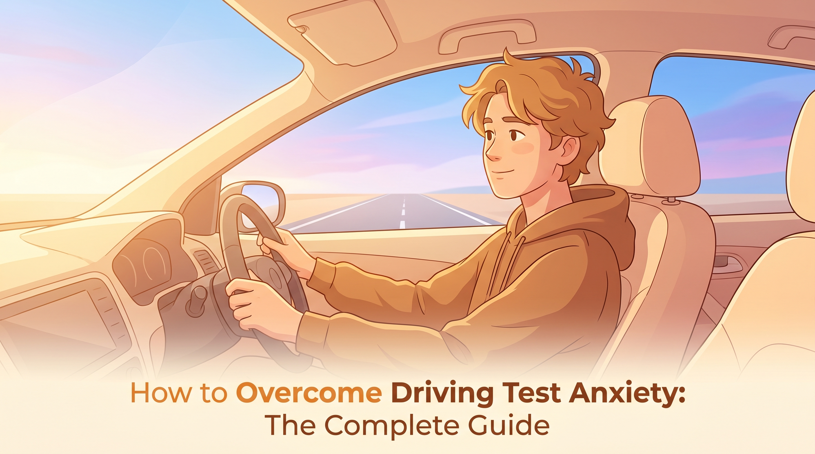 A nervous person sitting in a DMV waiting area, clutching documents, showing real tension before their driving test.