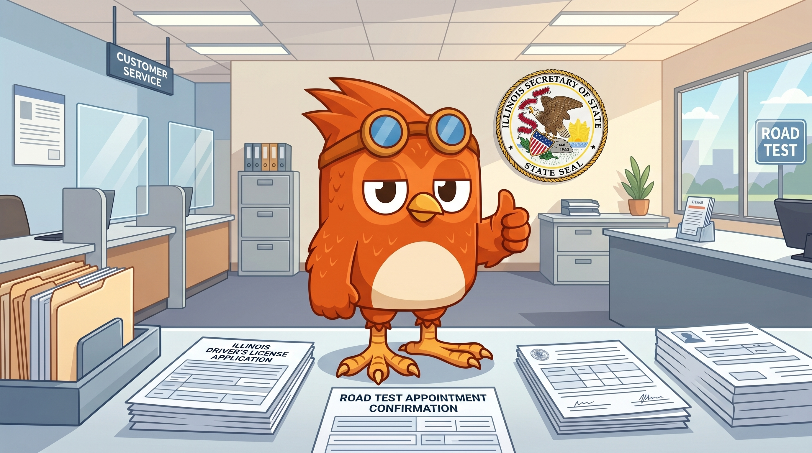 Infographic showing right-of-way rules at 4-way stop with four vehicles arriving simultaneously, colored arrows indicati