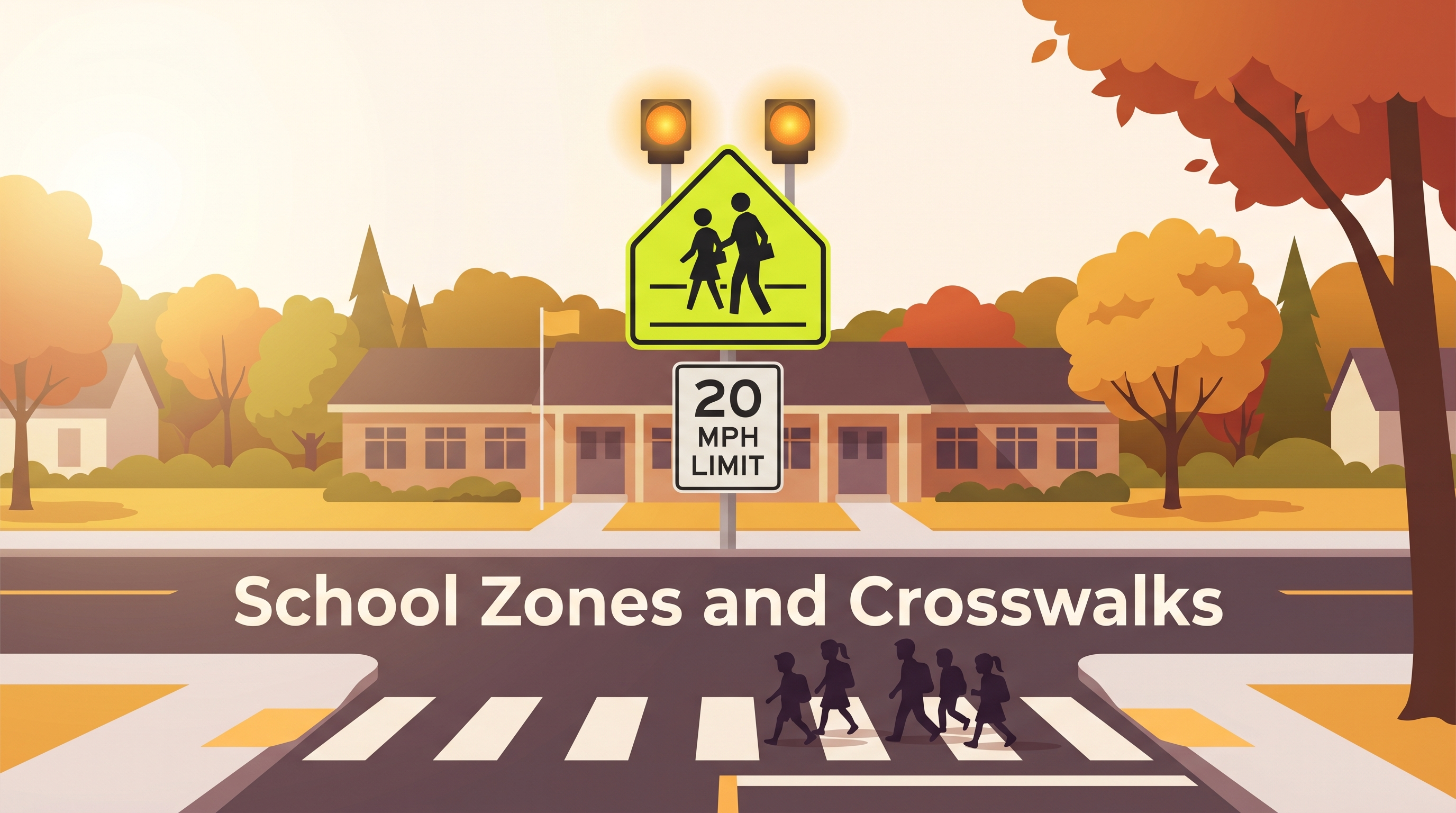 School Zone and Crosswalk Rules on Your Driving Test
