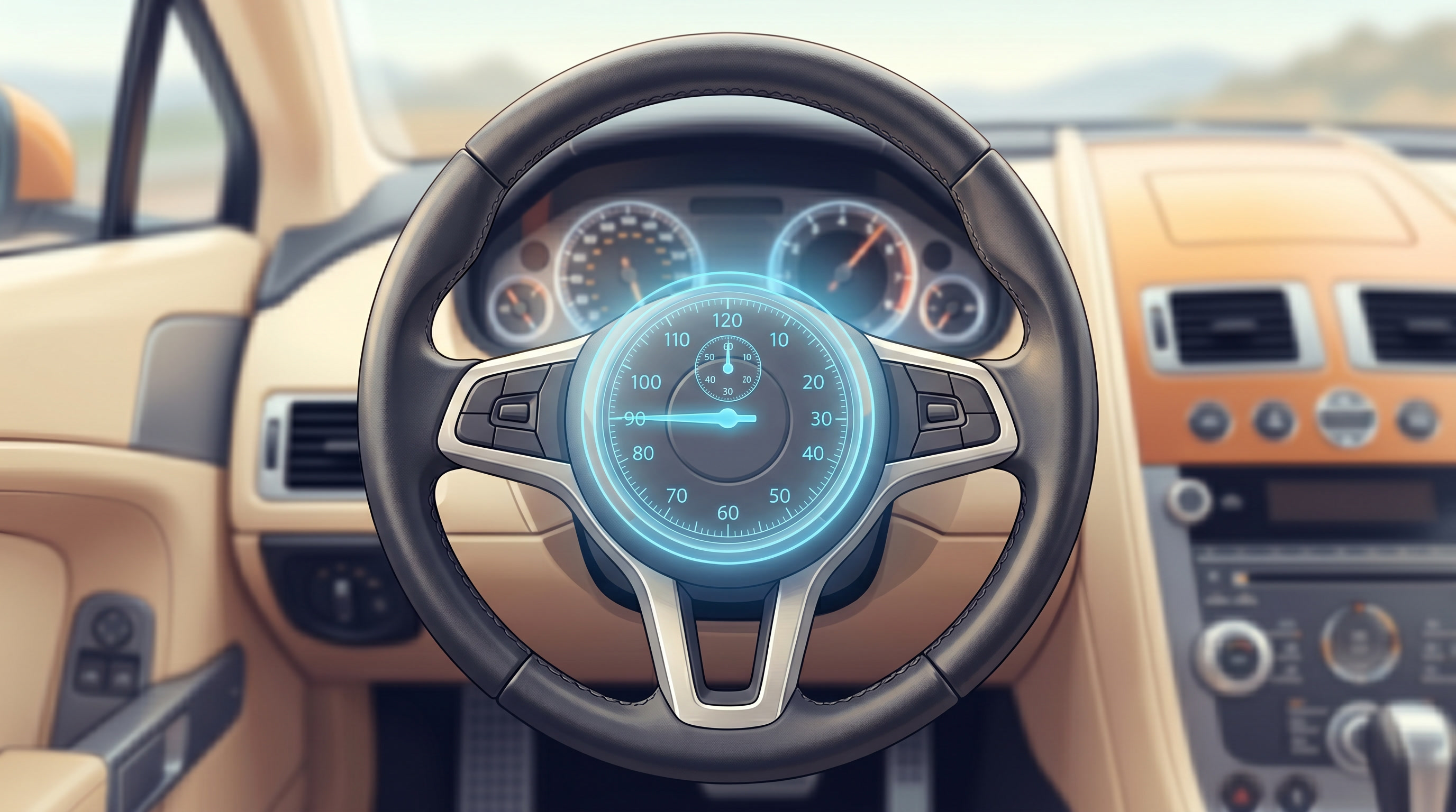 Stopwatch overlayed on a steering wheel illustrating the first 90 seconds